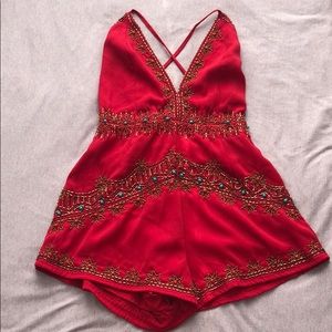 TOBI Only One Embellished Romper Red